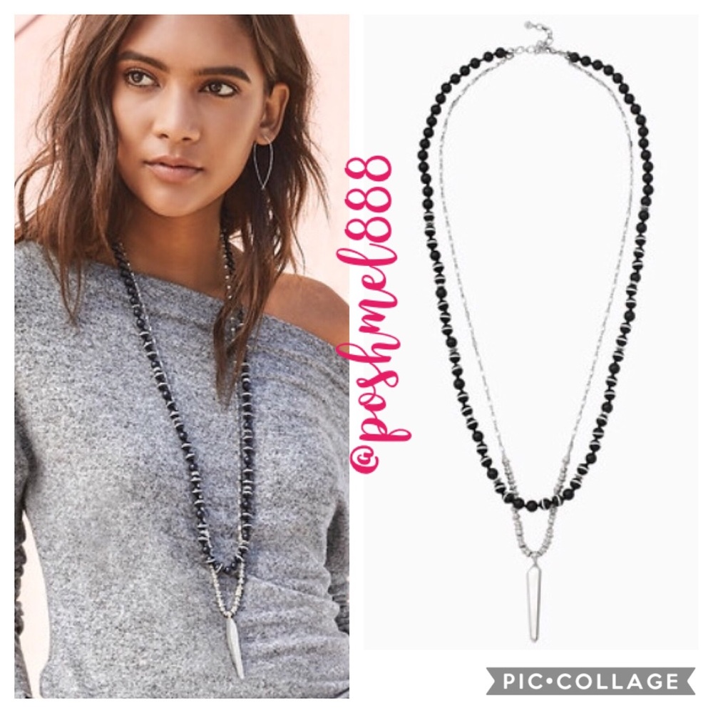 Stella & Dot | Silver & Black⚔️🌚Rayna Pendant Necklace